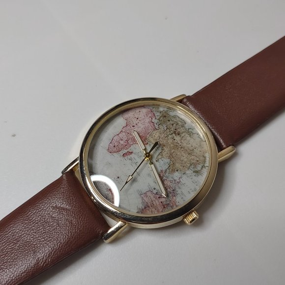 Brown And Gold Tone Map Watch - Picture 2 of 12